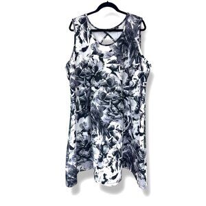 New Apt. 9 Grey Floral Print Cutout Fit+Flare Scuba Dress Size‎ 3X 22 24 26 Plus